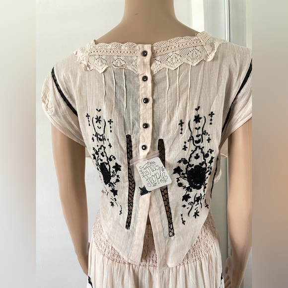 Free People Romantics Delphine Dress Tiered Asymmetrical Fairy Lace Embroidered - Picture 5 of 12